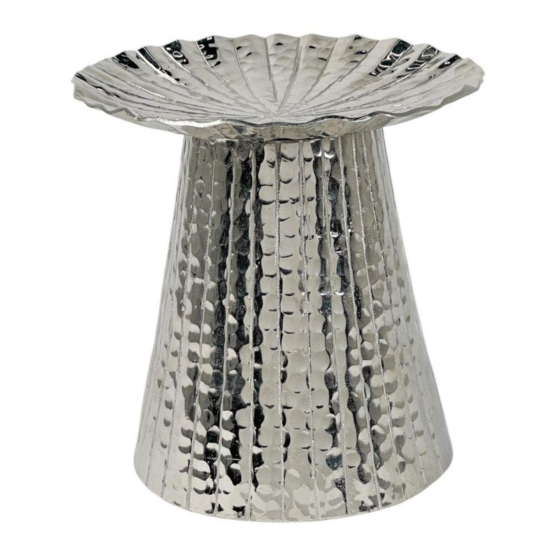 Base Decorativa Alta en Aluminio Plateado