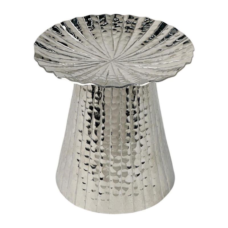 Base Decorativa Alta en Aluminio Plateado