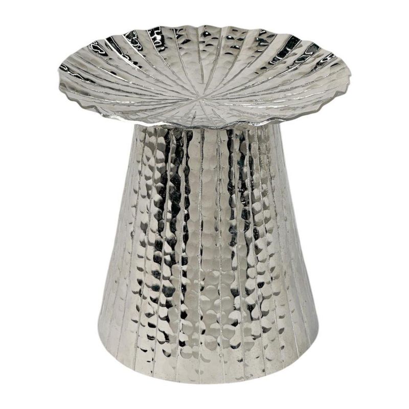 Base Decorativa Alta en Aluminio Plateado