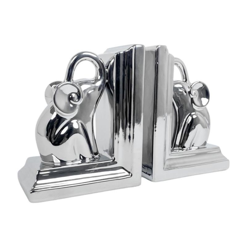 Set de Soportes para Libro con Elefantes Plateados