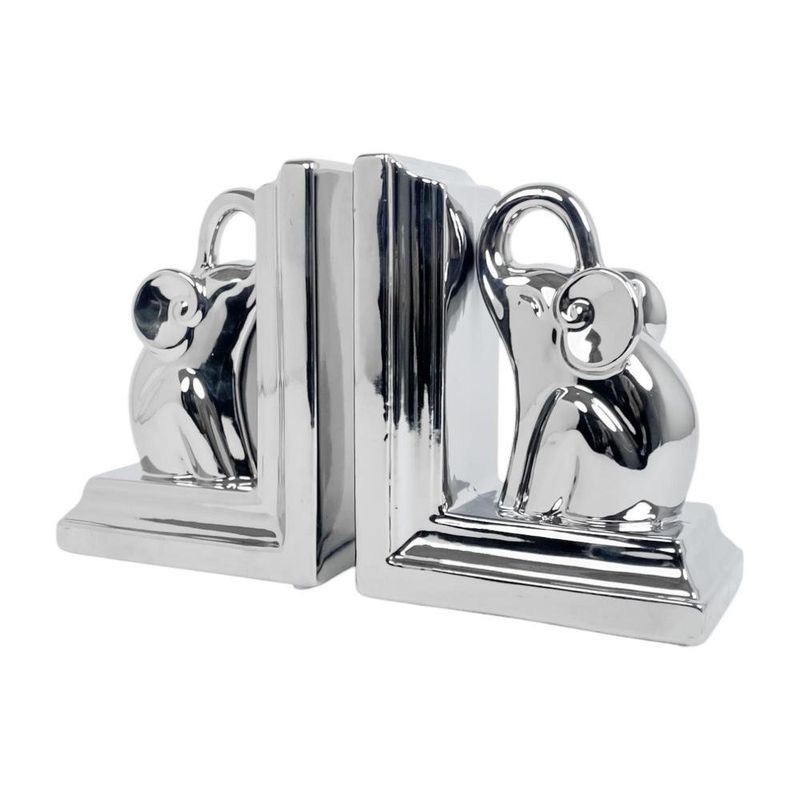 Set de Soportes para Libro con Elefantes Plateados