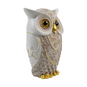 Búho Decorativo Blanco y Dorado