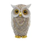 Búho Decorativo Blanco y Dorado