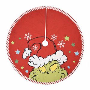 Falda para Árbol de Navidad Roja con Diseño del Grinch