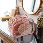 Set de 3 Cosmetiqueras Rosa Corazones Fresh