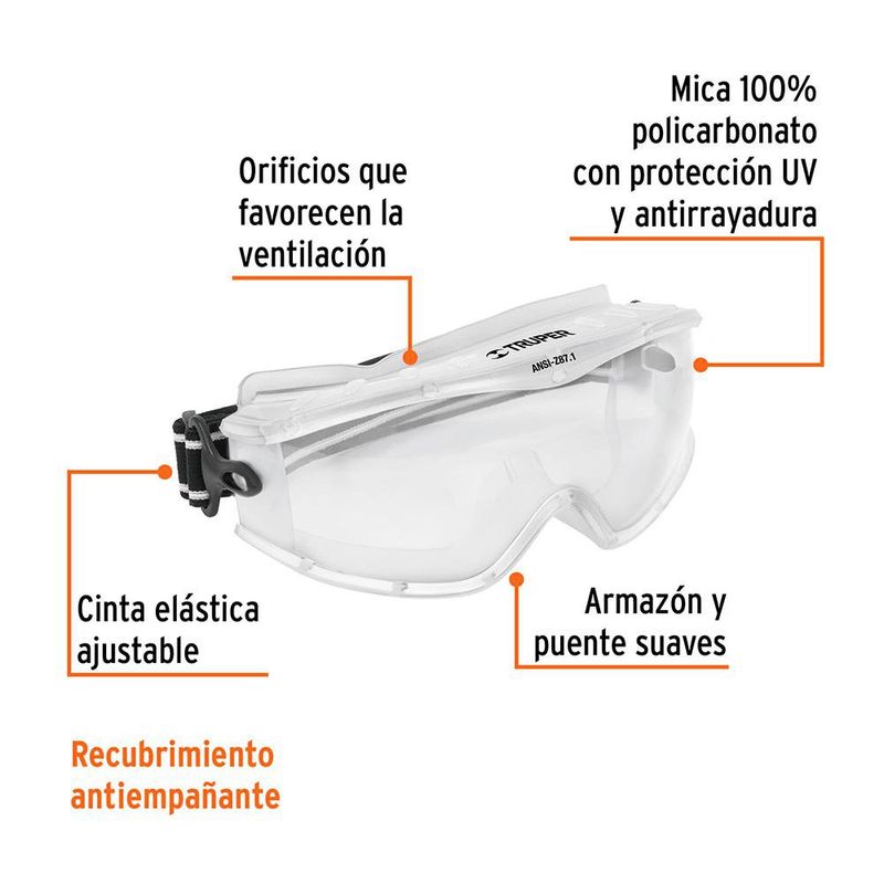 Lentes de Seguridad Profesionales Antiempaño Transparentes