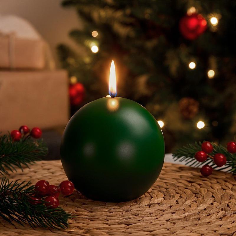 Vela Esférica Verde Decorativa de Navidad