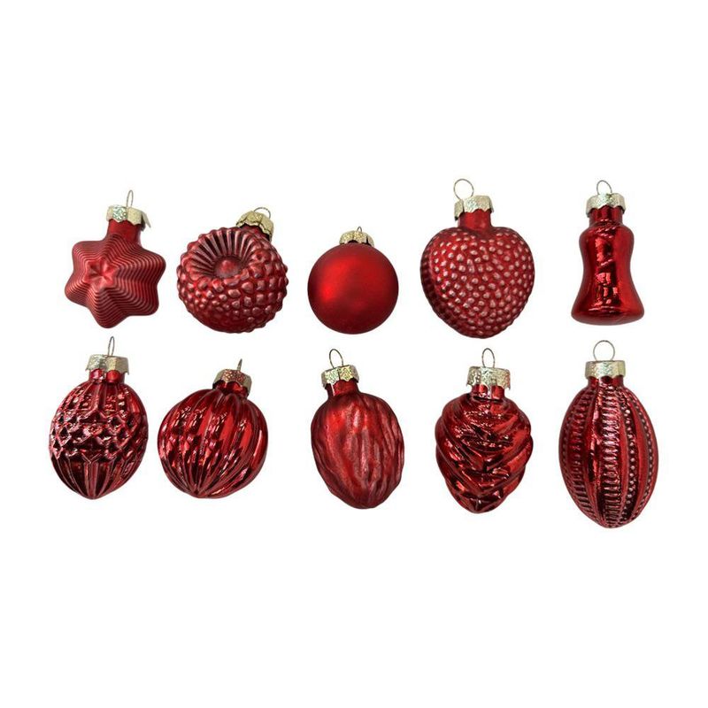 Set de 10 Mini Bombas Navideñas 5 cm Color Rojo