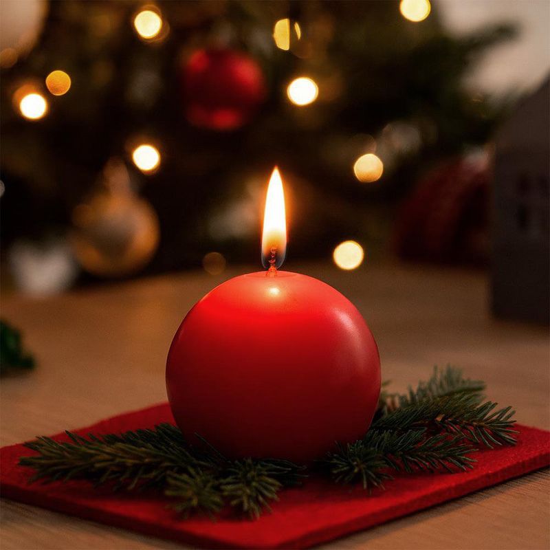Vela Esférica Roja Decorativa de Navidad