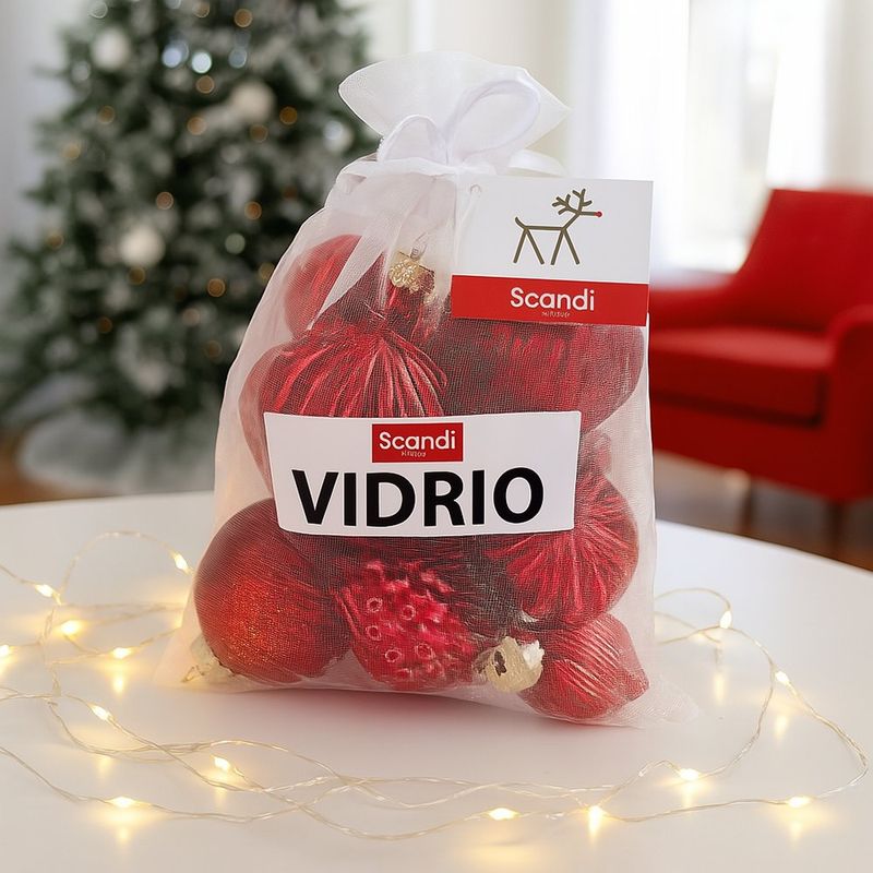 Set de 10 Mini Bombas Navideñas 5 cm Color Rojo