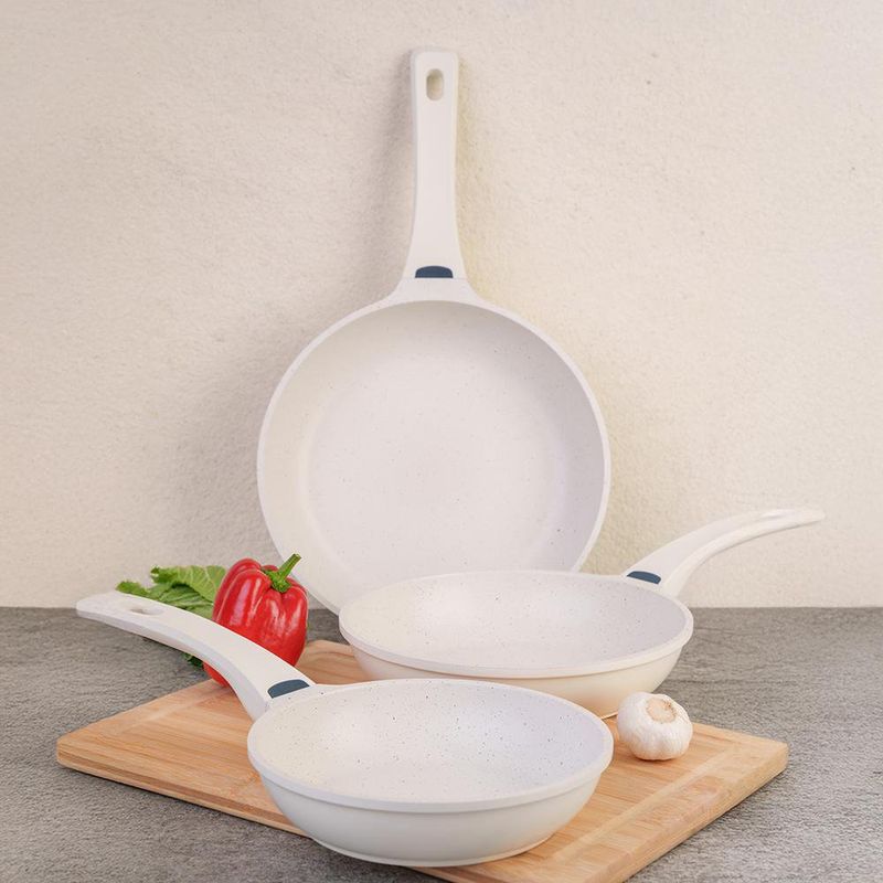 Set de Sartenes Antiadherentes Blancos 3 Piezas