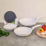 Set de Sartenes Antiadherentes Blancos 3 Piezas