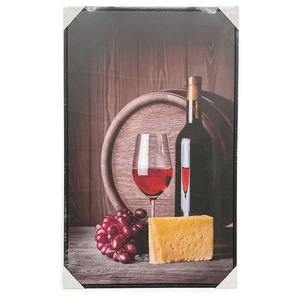 Cuadro Decorativo Vino y Queso con Barril