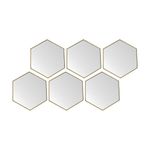 Set de 6 Espejos de Pared Hexagonales Marcos Dorados Tipo Panal