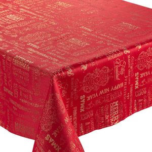 Mantel Rectangular Navideño Rojo y Dorado 180 X 260 Cm