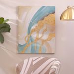 Cuadro Canvas Abstracto Turquesa y Dorado