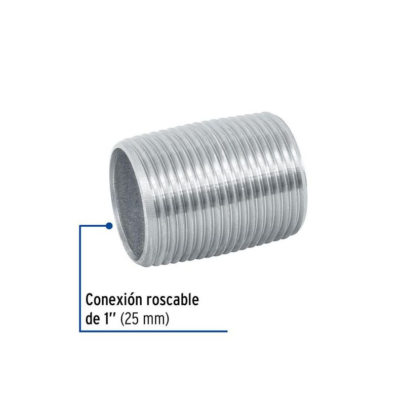 Niple Corrido con Rosca 1 Plg de Acero Galvanizado