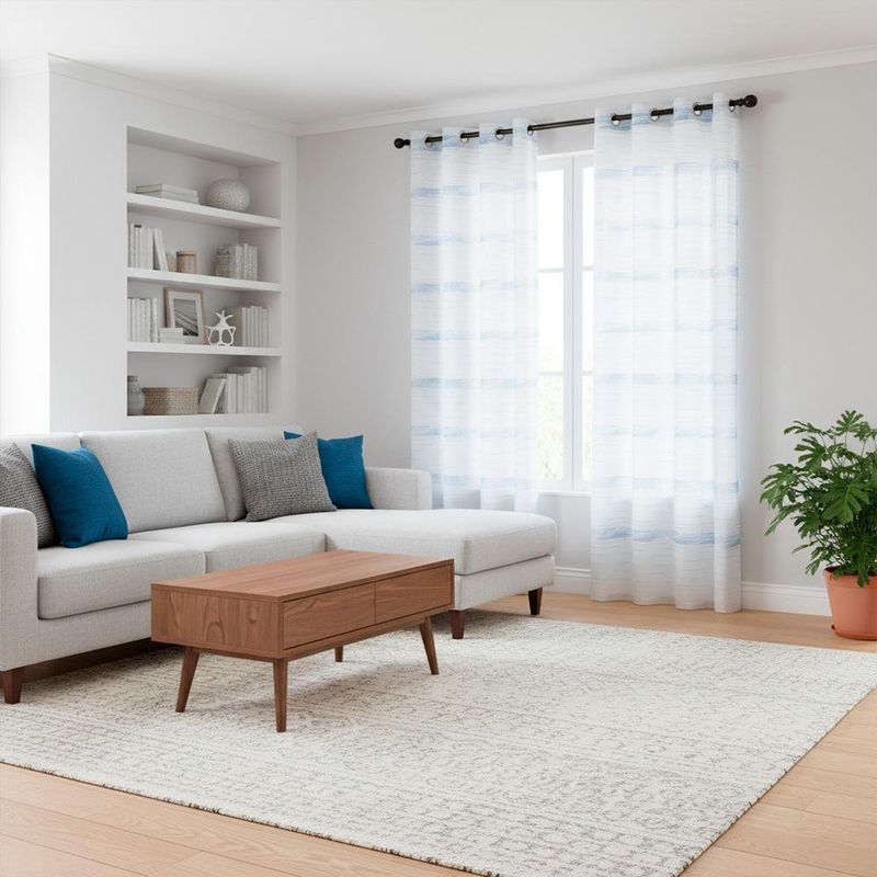 Cortina Voile Blanca y Azul