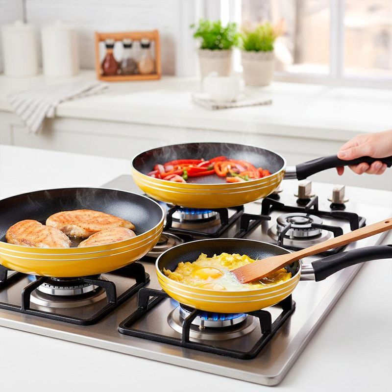 Set de 3 Sartenes Amarillo 18, 22 y 26 Cm