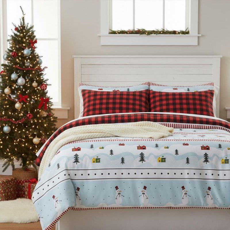 Edredón con Diseño de Villa Navideña Tamaño Full Queen