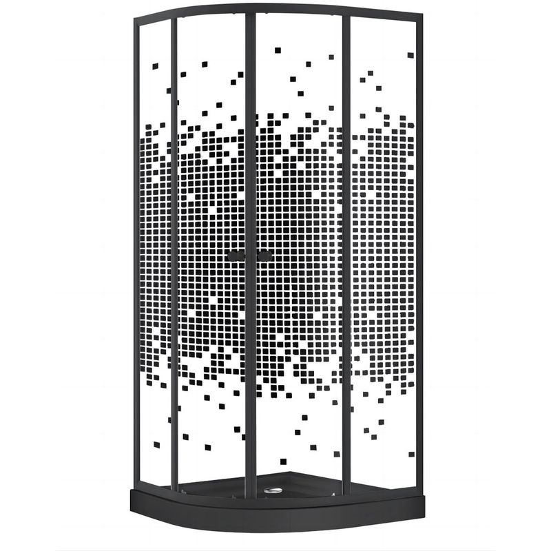 Cabina de Ducha Color Negro 90x192 cm Diseño Curvo