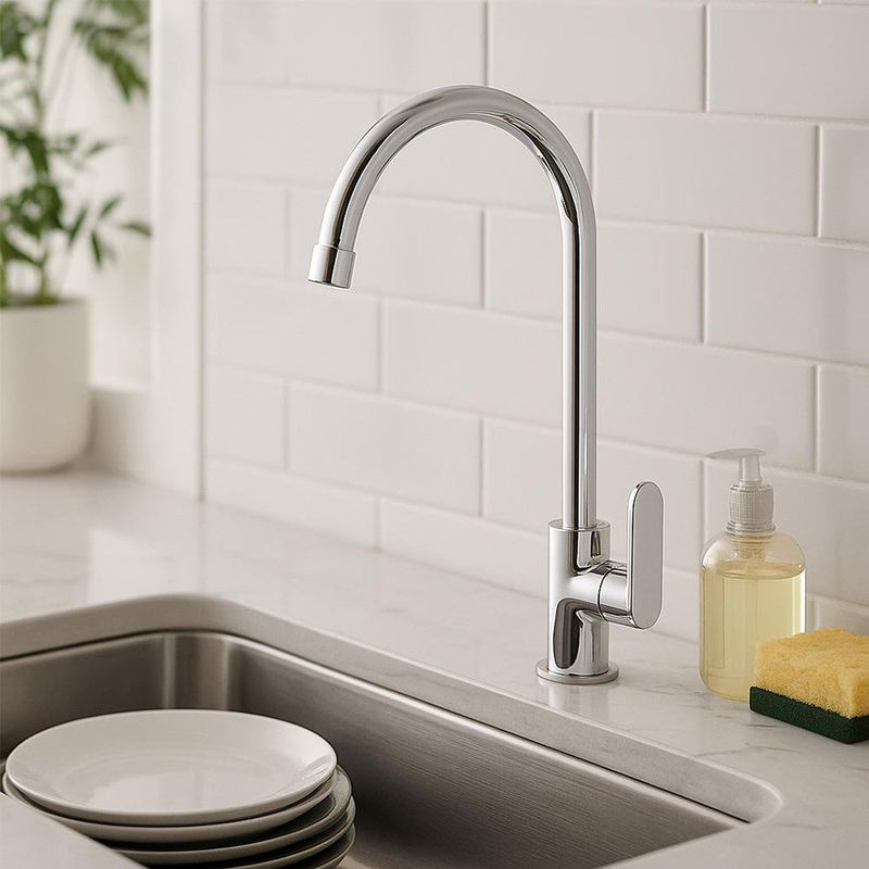 Mezcladora Lavaplatos Cuello Alto Acabado Cromado