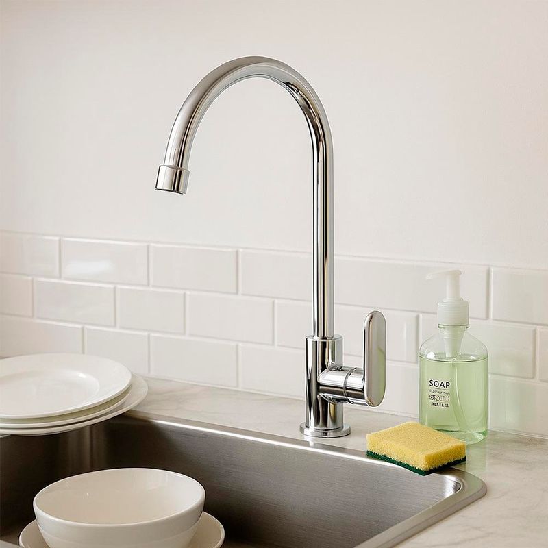 Mezcladora Lavaplatos Cuello Alto Acabado Cromado