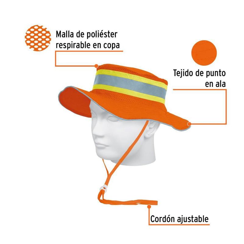 Sombrero Naranja con Cinta Reflectante