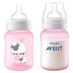 Duo de Biberones Anticólicos Ovejitas Rosado 9 Oz