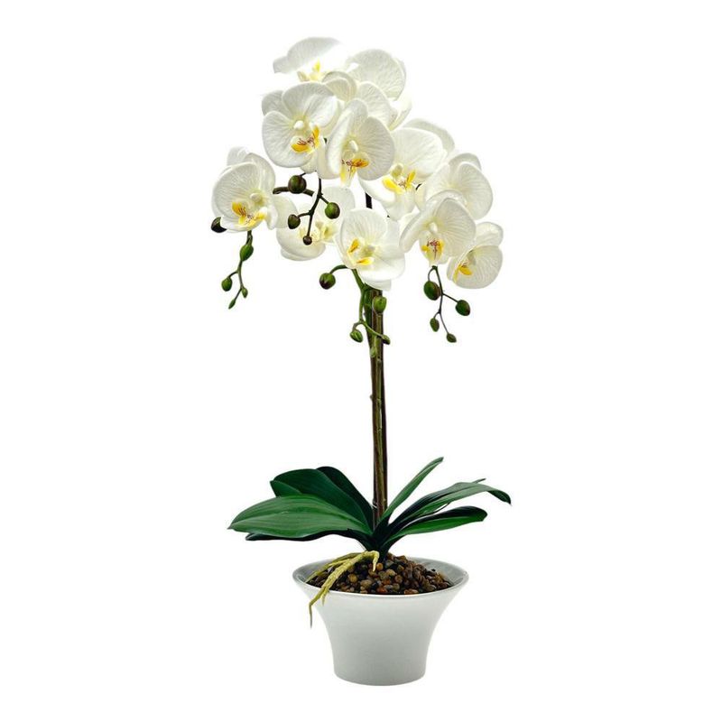 Orquídea Blanca Artificial en Maceta Blanca