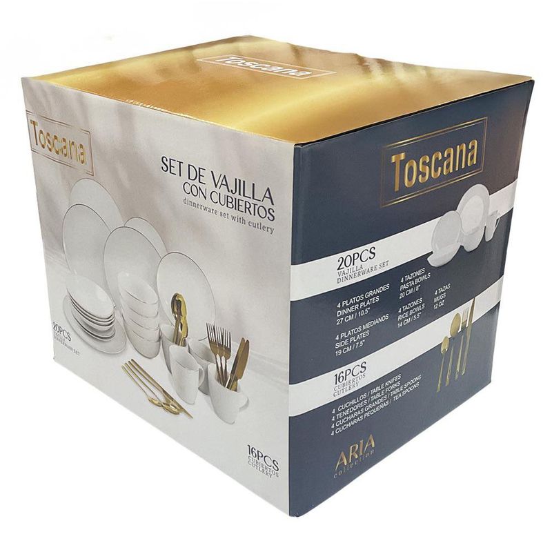 Vajilla con Cubiertos Orilla Dorada 36 Pzas