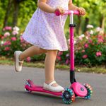 Scooter Plegable con Luces Rosa