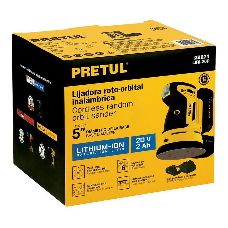 Lijadora Roto-Orbital Inalámbrica de 5 Plg 20 V