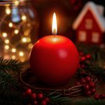 Vela Esférica Roja Alta para Decoración Navideña