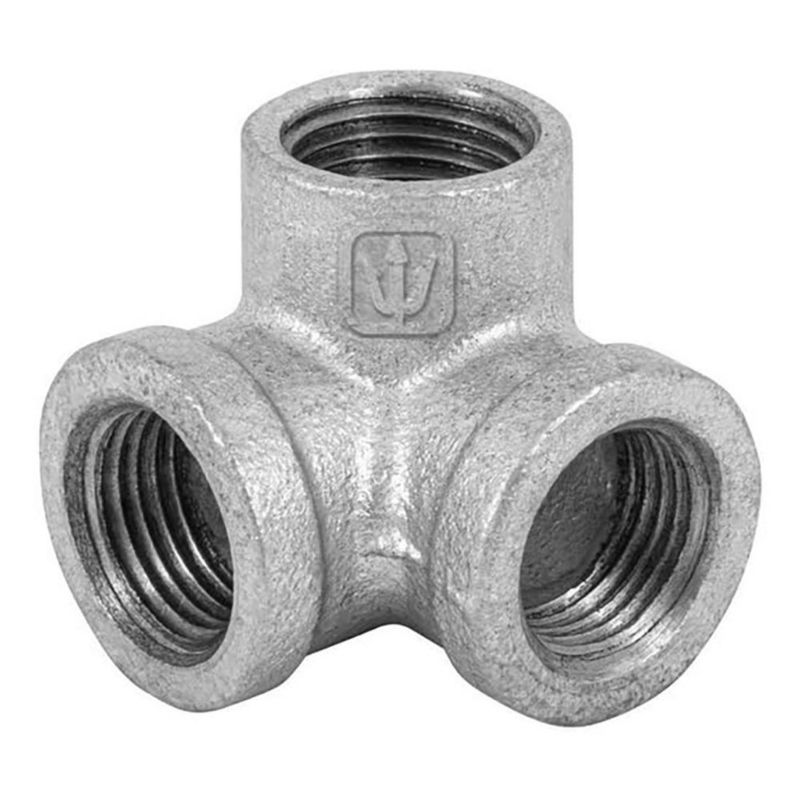 Codo 3 Bocas de Acero Galvanizado con Rosca 1/2 Plg