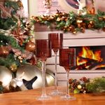 Set de 3 Candeleros Tipo Copa en Vidrio Ahumado