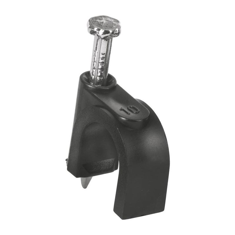 Grapa Negra con Clavo de 10 mm para Cable Redondo
