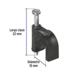 Grapa Negra con Clavo de 10 mm para Cable Redondo