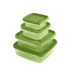 Set de Contenedores Herméticos Cuadrados Verdes 8 Pzas.