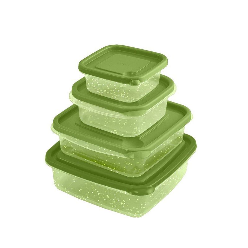 Set de Contenedores Herméticos Cuadrados Verdes 8 Pzas.