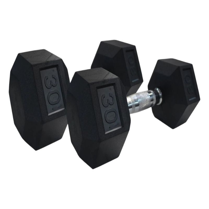 Mancuernas Hexagonales con Forro de Caucho 30 Libras