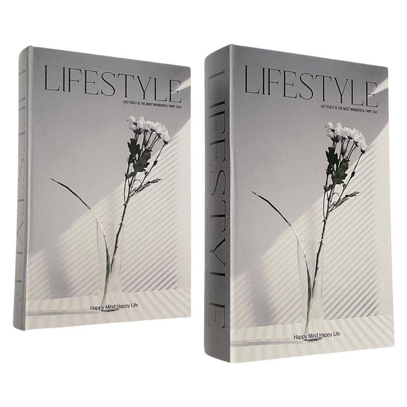 Set de Libros Cajas Decorativas Gris 2 Piezas