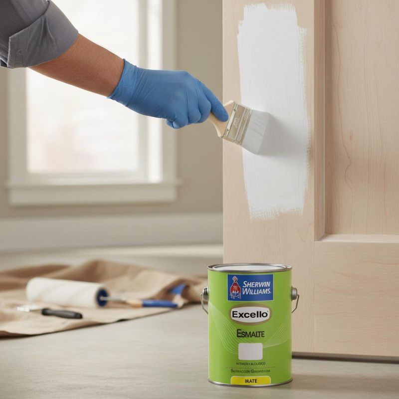 Pintura Esmalte Excello Color Blanco Mate de 1 Galón