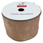 Listón Navideño cpn Copos de 2.5 plg x 9 yardas Color Dorado