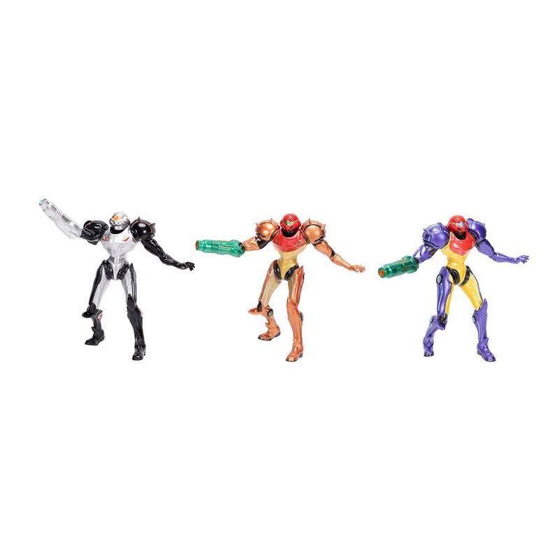 Set de 3 Figuras Metroid Chozo Power Suit Samus 2.5 Plg