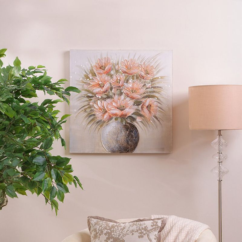 Cuadro Canvas Decorativo Florero con Flores Rosadas