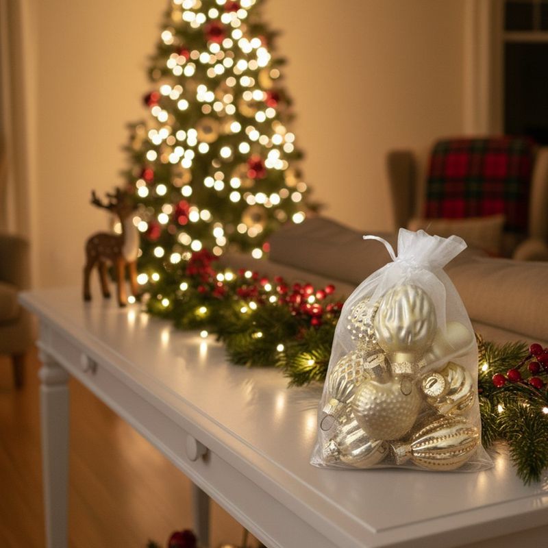 Set de 10 Mini Bombas de Vidrio Dorado Mate y Brillante