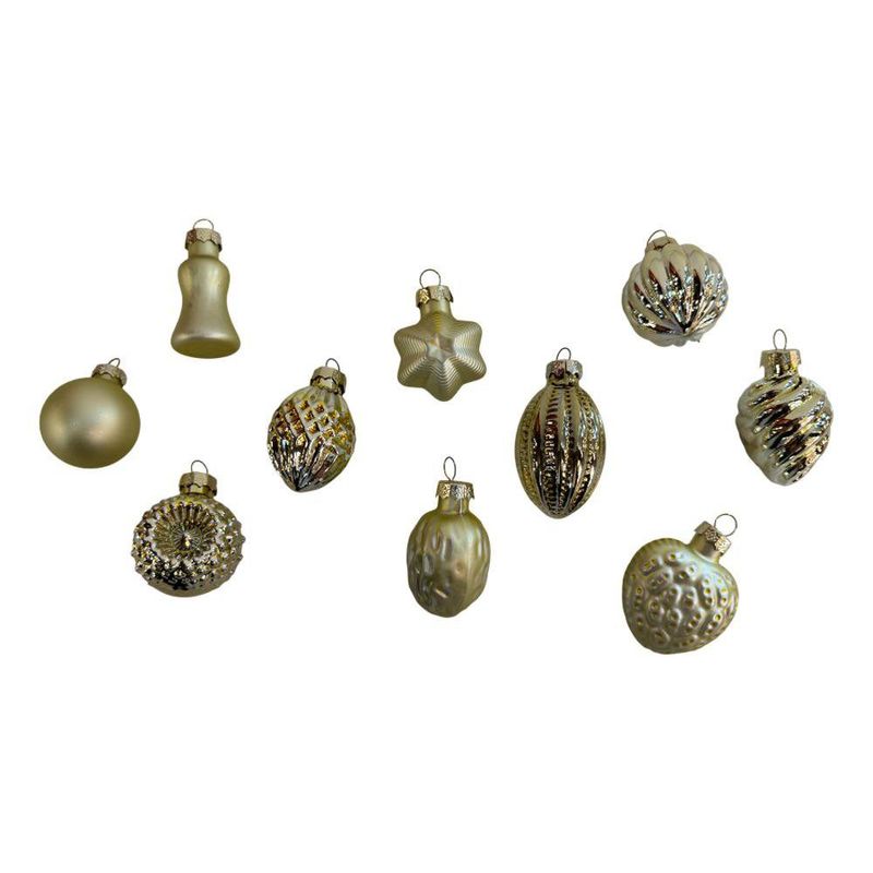 Set de 10 Mini Bombas de Vidrio Dorado Mate y Brillante