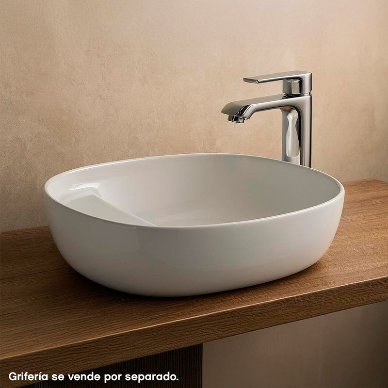 Lavamanos de Sobreponer Cerámico Rectangular Ovalado Blanco
