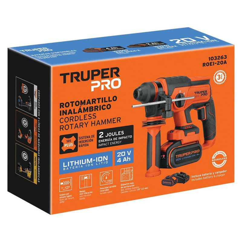 Rotomartillo SDS Plus 20 V 2 Joules